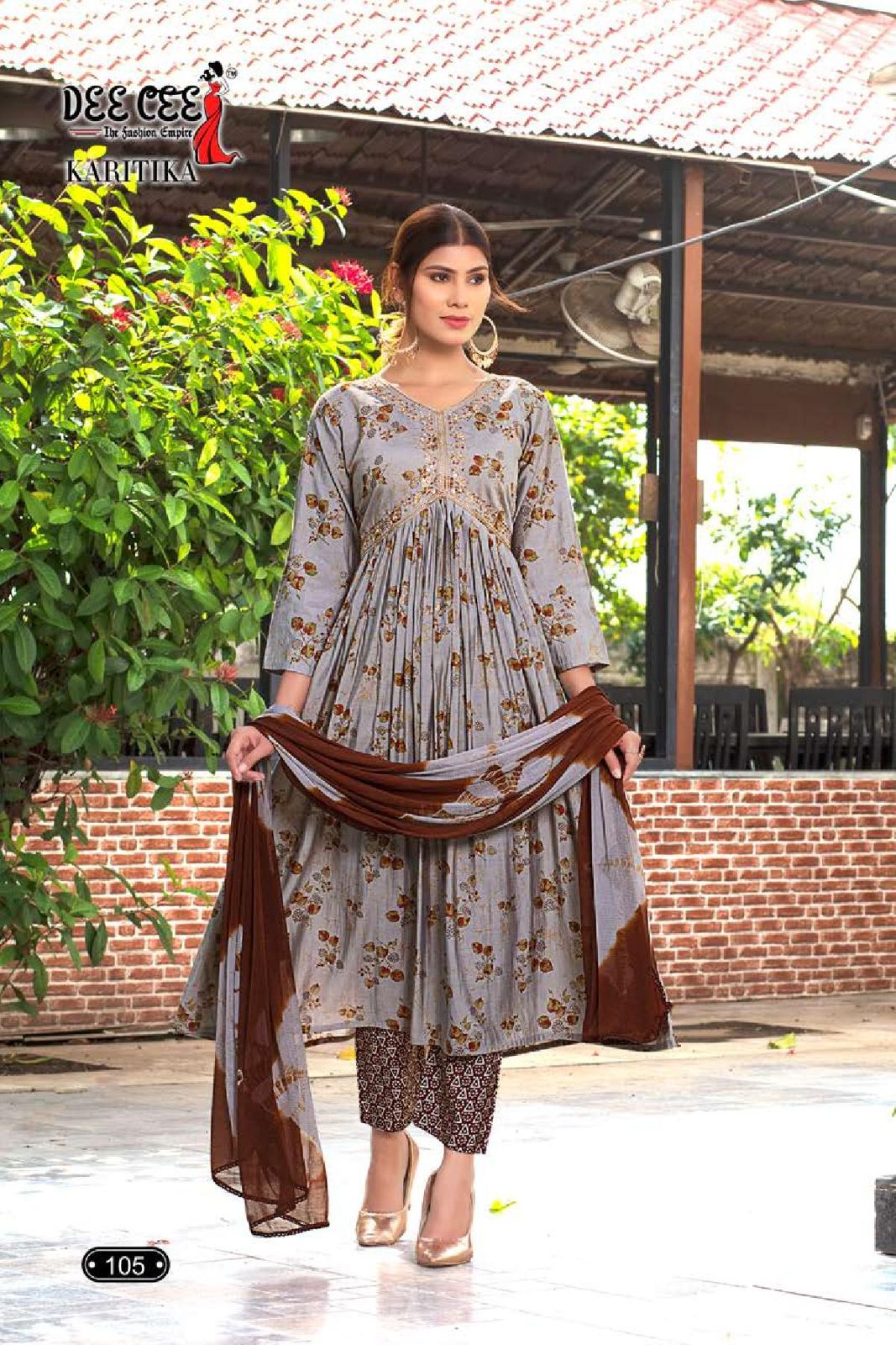 Karitika By Deecee Printed Alia Cut kurti By With Bottom Dupatta
